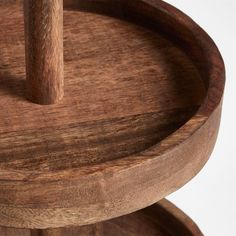 a close up of a wooden table with an object on it's top and bottom