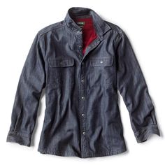 Fleece-Lined Teton Denim Shirt | Orvis Winter Casual Outdoor Shirt, Casual Winter Outdoor Shirt, Winter Outdoor Shirt With Relaxed Fit, Winter Outdoor Relaxed Fit Shirt, Relaxed Fit Shirt For Outdoor Winter, Casual Outdoor Shirt For Fall, Casual Fall Outdoor Shirt, Casual Outdoor Fall Shirt, Cozy Cotton Tops For Casual Gatherings