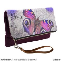 a purple purse with a butterfly on it