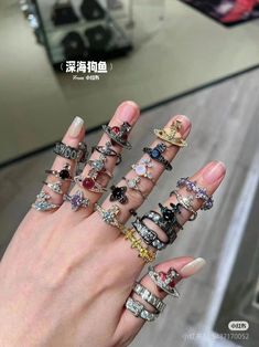 #aesthetic #jewelry #rings Vivienne Westwood Ring, Rings Pack, Rings Set For Women, Midi Rings Silver, Vivienne Westwood Jewellery, Rings Boho, Dope Jewelry, Knuckle Rings, Midi Rings