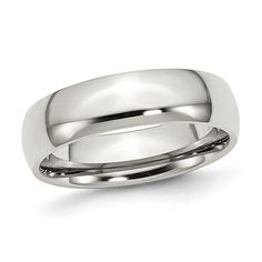 a white gold wedding ring with an rounded surface and beveled in the center