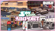 the airport is filled with many different types of furniture and items for sale in this video game