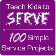 a purple sign that says teach kids to serve with the words 100 simple service projects