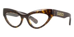 Gucci GG1295O 003 - US Havana Cat, Gucci Eyeglasses, Funky Glasses, Gucci Glasses, Gucci Eyewear, Horse Bits, Optical Glasses, Cat Eye Frames, Red Stripe