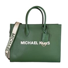 New With Tag Michael Kors Mirella Medium East West Tote Satchel Shoulder Bag Pebbled Leather Fern Green 100% Authentic Retail: $558.00 Plus Tax **Please See The Measurement For The Size** No Dust Bag Michael Kors Logo At Front Gold Toned Hardware Custom Fabric Lining 1 Zipper Pocket 1 Slip-In Pocket 13.75" (Bottom) X 10.75"(H) X 4.75"(D) Straps: 4.5", Adjustable Longer Strap Very Clean, Smoke-Free And Pet-Free Environment. Green Logo Crossbody Shoulder Bag, Luxury Bags With Logo For On-the-go, Luxury Logo Bags For On-the-go, Green Crossbody Bag With Logo, Modern Green Bags With Logo, Designer Bags With Logo For Errands, Green Logo Crossbody Bag, Chic Michael Kors Bag With Logo, Green Top Handle Bag With Logo