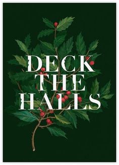 a holiday card with holly branches and red berries on the branch, which reads happy holidays