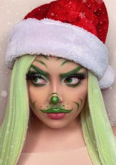 Fun Christmas Makeup, Christmas Makeup Looks, Grinch Costumes, Day Makeup Looks