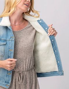 "Stay warm in style this spring with this Vintage Denim Sherpa Lined Collar Jean Jacket! This premium quality denim jacket features a cozy Sherpa lining in the collar, making it perfect for those chilly spring days. Available in sizes S, M, L, XL, this jacket is the perfect addition to your wardrobe for a timeless and versatile look. Whether you wear it on its own or layer it over your favorite outfits, this jacket will keep you warm and comfortable all season long. Don't miss out on this must-h Cold Weather Cotton Denim Jacket, Spring Denim Jacket With Pockets For Cold Weather, Winter Denim Blue Jacket For Everyday Wear, Casual Winter Denim Jacket For Everyday, Casual Winter Denim Jacket, Casual Denim Jacket For Spring Cold Weather, Denim Blue Jacket For Everyday Winter Wear, Casual Everyday Winter Denim Jacket, Everyday Medium Wash Denim Jacket For Winter