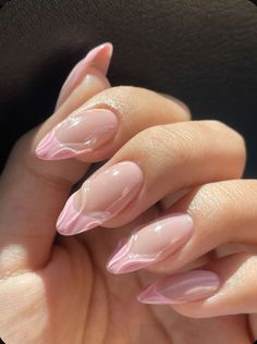 Clear Pink Almond Nails, Almond Nails Jelly Pink, Almond Light Pink Nails French Tip, Light Pink Airbrush Nails, Pink Gel Extension Nails Almond, Diy Nails Easy, Almond Nails Pink, Blush Nails, Pretty Gel Nails