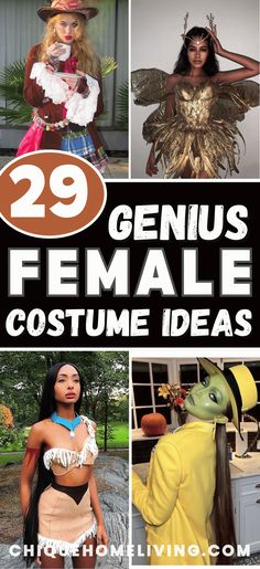 the cover of 29 genius female costume ideas, including an image of a woman dressed as a