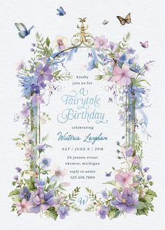 Whimsical wings - birthday invitation  #invitations #printable #diy #template #birthday #party