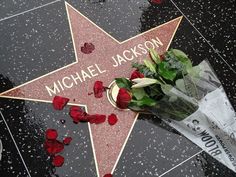 a star on the hollywood walk of fame with flowers and roses in front of it