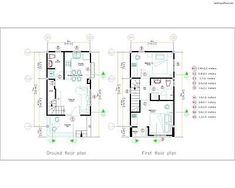 two story house plans with floor plans and measurements