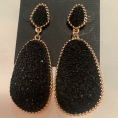 2 1/2” Inch Long Post-Back Black Dangle Teardrop Earrings For Party, Trendy Black Earrings For Evening, Trendy Black Evening Earrings, Elegant Black Metal Teardrop Earrings, Chic Black Dangle Earrings, Trendy Black Evening Jewelry, Elegant Black Teardrop Earrings For Parties, Trendy Black Earrings For Party, Chic Black Earrings For Party