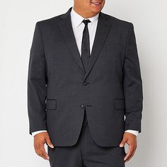 Constructed with Stafford's Coolmax technology, this men's big and tall suit jacket will keep you cool and comfortable throughout the seasons. This timeless single-breasted tailored jacket is made from a stretch wool-blend in a classic-fit with a notch collar, multiple pockets, and a button closure. Wear with the matching suit pants for a complete look.Front Style: Single BreastedFeatures: Lined, Stretch FabricClosure Type: ButtonFit: Classic FitPockets: 2 Front Flap Pockets, 1 Inside Button Poc Super Suit, Big And Tall Suits, Best Dressed Man, Slim Fit Suit, Long Sleeve Pullover Sweater, Men’s Suits, Big And Tall Outfits, Short Suit, Suit Vest