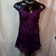 Beautiful Boss Lady Burgundy Sheer Romper Perfect For Sleep Or Lounging In Perfect Condition. Elegant Fitted Purple Sleepwear, Elegant Purple Fitted Sleepwear, Boss Lady, Color Purple, Women's Intimates, New Color, Cute Outfits, Rompers, Sleep