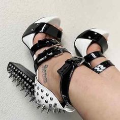 Women Pumps Studded Platform Open Toe Buckle Strap Punk Cosplay Gothic Shoes  | eBay Punk Style Pointed Toe Synthetic Heels, Punk Style Synthetic Heels With Round Toe, Punk Style Synthetic Round Toe Heels, Halloween Alternative Heels With Round Toe, Halloween Round Toe Heels For Alternative Fashion, Alternative High Heel Halloween Heels, Black Round Toe Heels For Cosplay, Edgy Round Toe Heels For Halloween, Black Punk Heels For Halloween