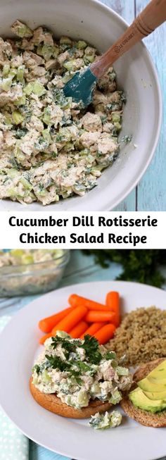 this is an image of cucumber dill rotissee chicken salad recipe