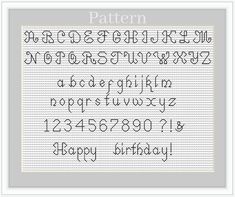 a cross stitch pattern with the letters and numbers for each letter, which are in different sizes