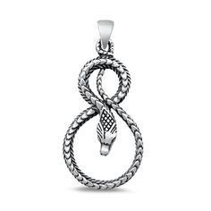 Sterling Silver Infinity Snake Pendant Oxidized High Polished Charm 925 New Jewelry Female Unisex All our silver jewelry is crafted from .925 silver also commonly referred to as sterling silver. Sterling silver is the standard for beautiful high-quality silver jewelry and cannot be replicated by lower priced silver plated jewelry. It is 92.5% pure silver, mixed with alloys to add strength and durability to stand the test of time. Keep your fine jewelry shiny and elegant by storing it properly. J Infinity Snake, Snake Pendant, Diamond Cross Pendants, Infinity Necklace, Silver Jewelry Fashion, Silver Plated Jewelry, New Jewelry, Emerald Jewelry, Silver Bangles