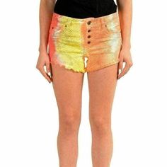 Just Cavalli Multi-Color Denim Women's Casual Shorts Us 4 It 26 Country/Region Of Manufacture: Italy Retail Value: $410.00 This Is Authentic Just Cavalli Multi-Color Denim Women's Casual Shorts Sku: Bb-863 Model: S04mu0045 N31212 256s Material: 98% Cotton 2% Spandex Measured Waist: 28" Full Length: 9" Raver Girl, Zipper Shorts, Beautiful Shorts, Just Cavalli, Printed Denim, Blue Shorts, Women's Casual, Orange Yellow, Denim Women