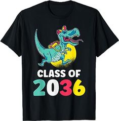 a black t - shirt with an image of a dinosaur on the moon and class of 205