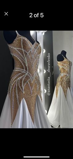 two dresses on display in front of a mirror with the words, 2 off 5