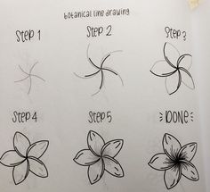 the steps to drawing flowers are shown in black and white