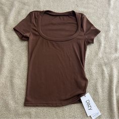 Brand New With Tag. I Ordered The Same Color Twice And Can’t Return Anymore Bur Basket, Calm Fits, Brown Shirts, School Prep, Clothing Finds, Brown Fits, Lace Tee, Clothing Pieces, Brown Shirt