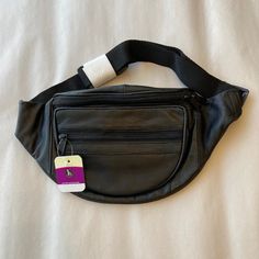 New With Tag. Black Leather Pouch Length: 14" Pouch Height: 6.5" Pouch With Strap: 36" Leather Fanny Pack, Leather Belt Bag, Retro Cats, Belt Bags, Black Leather Belt, Leather Pouch, Fanny Pack, Belt Bag, Leather Belt