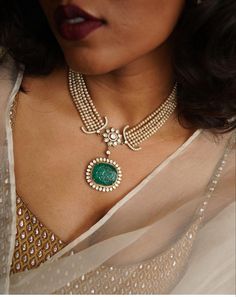 Pearl Polki Necklace, Polki Necklace Simple, Lightweight Necklace Gold, Pendent Set Gold Design, Neck Pieces Jewelry Indian, Moti Jewellery Indian, Indowestern Jewellery, Moti Sets Jewellery, Moti Necklace Design