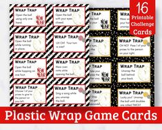 printable wrap - up game cards with black and white stripes