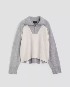 Rag & Bone - Pierce Cashmere Zip in Grey Multi Bone Sweater, Convertible Collar, Boxy Sweater, Cashmere Sweater Women, Classic Sweater, Womens Cashmere, Half Zip Sweaters, Cashmere Sweater, Fashion Advice