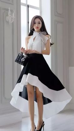 Eastern Dresses, Fashion Drawing Dresses, Black And White Dress, Vestido Casual, Beautiful Fashion