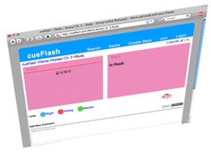 a computer screen with the words cuteflash on it's left side and pink stickers on its right side