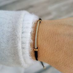 W H A T ∙ M A K E S ∙ T H I S ∙ S P E C I A L This beautiful CZ BAR bracelet adjusts to fit different wrist sizes. This dainty bracelet looks gorgeous stacked with other bracelets and watch. Simple, delicate and versatile... you'll want in your collection. - we use only the finest quality materials - all components are 100% sterling silver or 18k Gold plated (Nickel free) - all pieces are designed in our happy studio D E T A I L S * Available in sterling silver or Crafted in Gold plated .925 ste Adjustable White Gold Diamond Bracelet For Everyday, Dainty Everyday Jewelry With Adjustable Cord, Adjustable Sterling Silver Diamond Bracelet For Everyday, Everyday Jewelry Bracelet With Adjustable Cord, Everyday Adjustable Cord Bracelet Jewelry, Everyday Adjustable Cord Bracelet, Elegant Bracelets With Adjustable Cord For Gifts, Elegant Jewelry With Adjustable Cord As A Gift, Elegant Adjustable Cord Bracelets As Gift