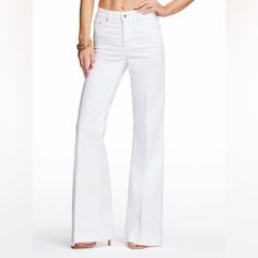 Nwt Jessica Simpson True Love Wide Leg Trouser Jeans In White . 5-Pocket. Size 31. Inseam 30.5”. 99% Cotton 1% Spandex. New! White High-waist Jeans For Work, Elegant High Rise White Pants, Elegant High-rise White Pants, White Full-length Jeans For Workwear, White Full-length Jeans For Work, White Fitted Bottoms With 5-inch Inseam, White Full Length Jeans For Work, White Mid-rise Workwear Bottoms, White Mid-rise Bottoms For Work