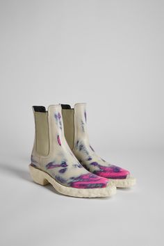 Venga  by Camper Shoes Design Ideas, Colorful Boots, Customized Shoes, Pink Ankle Boots, Bridal Sneakers, Urban Shoes, Floral Boots, Boho Boots, Ballerina Shoes Flats