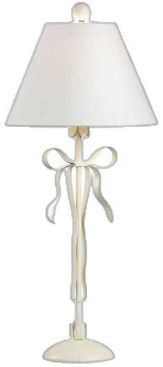 a table lamp with a white shade on it