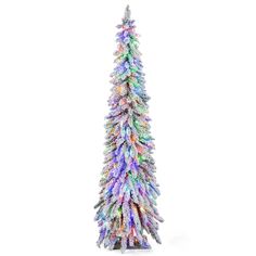 Introducing the 4 ft/5ft/6ft magical Christmas tree that ensures high simulation! It is adorned with 225/334/407 branch tips, lovingly flocked to create a stunning winter vibe. Crafted from 100% new PVC, this enchanting decoration tree not only dazzles but also offers ideal resistance to fire, fade & allergies. Up to 100/150/250 LED lights illuminate the Xmas tree, with 2 magical lighting colors, warm white & colorful, setting the perfect ambiance. Its ingenious design amazes guests with 11 dyna Multi Colored Christmas Tree Light Strings, Flocked Christmas Tree Multi Color Lights, Flock Christmas Tree With Colored Lights, Christmas Tree With Multi Color And White Lights, Silver Tree With Multi Colired Lights, Multi Colored Lighted Trees, Christmas Tree With Color Changing Lights, Flocked Christmas Trees Colorful, Christmas Trees With White And Color Lights