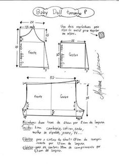 an image of the sewing pattern for a quilter's top and skirt, with measurements