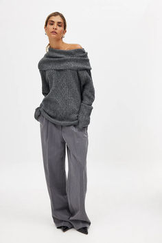 Cable Knitted Turtle Neck Sweater Knitted Turtle, Loose Turtleneck, Basic Wardrobe, Turtle Neck Sweater, Sweater Grey, My Dream Wardrobe, Business Outfit, Knitwear Cardigan, Cable Knit Sweater