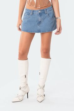 Skort Denim, Jean Skort, Jean Skirts, Jean Mini Skirt, Denim Skort, Jeans Outfit Summer, Miniskirt Outfits, Swimwear Dress, Denim Trends