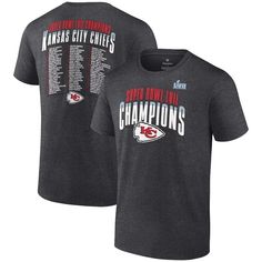 the kansas chiefs'super bowl champs t - shirt is shown in black with red and white