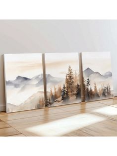 Set Of 3 Abstract Modern Wall Art Prints, Neutral Mountain Landscape Canvas Paintings, Art Deco Classic Style Leaf Pattern, Wall Art Decorative Murals, Home Decor, Poster Art,Seasons Themed For Living Room Bedroom Dining Decor, Frameless Portrait Orientation Indoor Art Posters Multicolor Modern   Canvas Graphic,Plants Unframed Painting,Framed Picture   Home Decor, size features are:Bust: ,Length: ,Sleeve Length: Mountain Wall Painting, Art Deco Landscape, Murals Home, Pattern Wall Art, Modern Wall Art Prints, Canvas Painting Landscape, Paintings Art, Pattern Wall, Landscape Poster