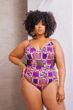 Women's African Print One Piece Swimsuit Purple Kente, African Print Swimsuit, Perfect Swimsuit, African Inspired Fashion, African Girl, Print Swimwear, Swimsuits For All, Inspired Fashion, African Inspired