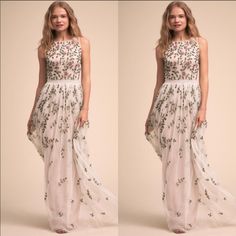 two pictures of a woman wearing a dress with flowers on it and the same photo