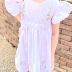 Free Shipping when you spend $75 or more. Use code PSFREESHIP at checkout. This listing is for the dress only, bows are listed separately.  Sizing These dresses run true to size or a little big. Size H(In) 3M - 14 6M - 15 9M - 16 12M - 17 1/4 18M - 19 2T - 21 3T - 22 1/2 4T - 24 5T - 25 1/4 6 - 26 1/4 7 - 27 8 - 28 Sign up for our mailing list for 10% off your first order from our website! http://eepurl.com/cP9j4j   Please note these items are ready to ship, we cannot take custom orders nor make alterations. Thanks!   Clothing Care Instructions Most items can be washed safely in cold water on delicate cycle and hung to dry. If the item that you are ordering has red or another bright color in it next to a  white or other light color fabric please use a Shout color catcher for the first few Easter Smocked Dress, Portrait Wedding, Flowers Vintage, Bubble Romper, Easter Dress, Smocked Dress, Clothing Care, Smock Dress, Bright Color