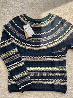 burberry intarsia stripe sweater Cashmere Size M. Winter Jacquard Knit Striped Sweater, Winter Striped Jacquard Knit Sweater, Striped Wool Crew Neck Sweater, Striped Wool Sweater With Crew Neck, Striped Jacquard Knit Sweater For Winter, Stripe Sweater, Burberry, Cashmere