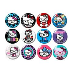 PRICES MAY VARY. You will receive ALL 12 of the Kitty buttons pictured Size: 1.25 inches in diameter Excellent image quality; professionally printed Made with all metal parts These beautiful 1.25" buttons contain awesome images of nerd / geek kitties. They are wonderful for scrapbook pages, handmade jewelry items, stocking stuffers, party favors, lanyard decorations, and inexpensive gifts. Decorative Pins, Pins Pictures, Pin Pictures, Cool Button Pins, Nerd Hello Kitty, Pins Button, Lgbtq Stuff, All Pins, Crafty Gifts For Friends